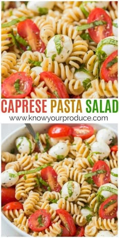 this caprese pasta salad is loaded with fresh tomatoes, mozzarella and basil