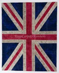 an old british flag with the words rug carpet runners on it