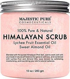 Amazon.com : Majestic Pure Himalayan Salt Body Scrub with Lychee Essential Oil, All Natural Scrub to Exfoliate & Moisturize Skin, 10 oz : Beauty Natural Scrub, Best Body Scrub, Tanning Skin Care, Natural Body Scrub, Scrub Recipe, Amazon Beauty Products, Aging Skin Care