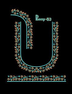 the letter u is decorated with flowers and leaves