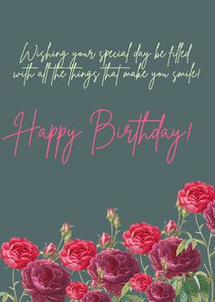 a birthday card with roses on it