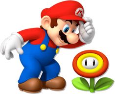 an image of a mario bros character next to a flower