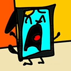 an image of a mirror with a cartoon character on it's face and arms