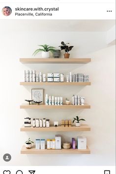 the shelves are filled with personal care products