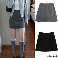 Olivia Mark - Gray High-Waisted Academy Style Bodycon Mini Skirt - Winter Fashion Statement Piece Mini Skirt Winter, Long Beach Skirt, Winter Skirt Fashion, Gray Mini Skirt, Skirt Winter, Bodycon Mini Skirt, Grey Mini Skirt, Fashion Bottoms, Beach Skirt