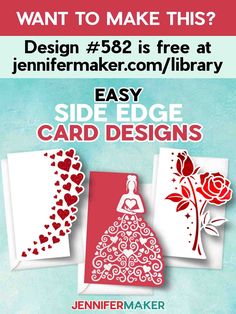 an advertisement for a card making class with paper cut outs and hearts on the back