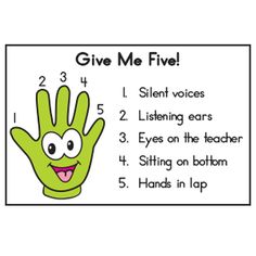 a hand with the words give me five on it and an image of a green hand