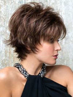 COCO by Rene of Paris in AUBURN SUGAR | Medium Auburn base with a Dark Strawberry Blonde highlight Shaggy Short Hair, Short Shag Hairstyles, Choppy Hair, Trending Hairstyles, Straight Human Hair, Short Wigs, Short Hair With Layers, Short Bob Hairstyles, Short Hair Cuts For Women