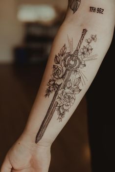 Skyrim Forearm Tattoo, Dawnbreaker Skyrim Tattoo, Skyrim Inspired Tattoos, Regal Tattoos, Dawnbreaker Tattoo, Skyrim Tattoo Ideas, Skyrim Swords, Skyrim Tattoo