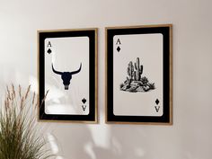 This set of 2 playing card wall art blends gothic and classic western for a truly stylish statement. Bull skull and desert cactus designs on abstract black playing cards, just the trendy addition you've been searching for! Printable wall art is an easy, affordable way to quickly showcase your unique decor style and transform your space. How it works: 🛒 Buy  ⬇️Download 🖨️Print  🖼️Hang After purchase, your download link will be sent instantly. Access your files in Etsy from a computer or laptop Black And White Boho Decor, Western Gallery Wall Ideas, Western Gothic Bedroom, Western Gothic Decor, Trendy Gallery Wall, Masculine Wall Art, Lieutenant Dan, Cowgirl Wall Art, Western Aesthetics