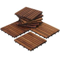 several pieces of wooden flooring stacked on top of each other with one piece missing