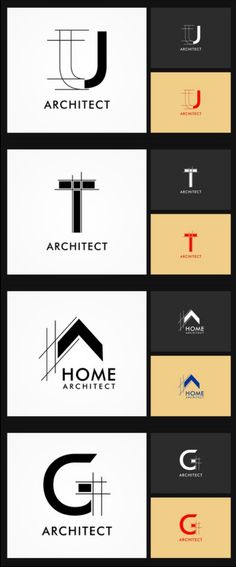 the logos for different types of houses and buildings are shown in black, white, and orange