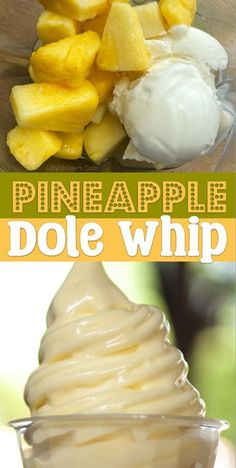 pineapple dole whip in a glass bowl