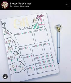 Holiday Bullet Journal, Christmas Bullet Journal Ideas, Christmas Bullet Journal, Bullet Journal Christmas, Christmas Minimalist, Boughs Of Holly, Journal Christmas, Gift Tracker, I Am The Queen