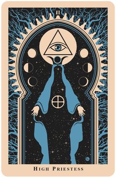 a tarot card with an all seeing person