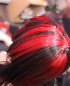 Scene Hair Dye, Pink And Black Hair Wolfcut, Light Red Hair Color, Black And Red Alt Hair, Pink And Black Scene Hair, Red Scene Hair, Light Red Hair, Y2k Hair, Hair Strand