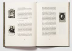 an open book with pictures of people and words on the pages, including one man's face