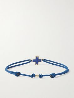 Luis Morais says its jewellery exists in the balance between the playful and wild. Strung on an adjustable blue cord, this bracelet is centred with a polished gold cross charm that's inlaid with vivid lapis lazuli. Cord Bracelet, Bracelet For Men, The Balance, Gold Cross, Cord Bracelets, Cross Charms, Blue Bracelet, Mr Porter, Lapis Lazuli