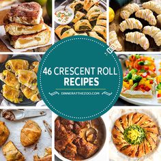 many different types of desserts and pastries are shown with the words, 46 crescent roll recipes