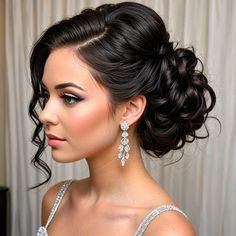 imagezela 1girl, earrings, jewelry, black_hair, solo_focus, long_hair, bare_shoulders, lips, curly_hair, looking_at_viewer, hair_ornament, realistic, looking_back, off_shoulder, nose, formal, snowflake_hair_ornament, blurry, eyelashes, makeup #prom #promhairstyles # #promblackhairstyle #imagezela #imagezela #blackhairstyles #westenhairstyle #bridalhairstyleideas #fashion #promhairstylesprincesses #promhairs #prom #brownskingirl #newhairstyle #haircolor #partyhair #weddinghairs #bridalhairstylist Bridal Hairstyle Black Hair, Low Bun Wedding Hair Dark Hair, Wedding Hair Styles For Black Hair, Black Hair Wedding Styles Brides, Black Long Hair Wedding Styles, Bridal Hairdo For Round Face, Side Part Updo Wedding, Hairdos For Medium Length Hair Formal, Bridal Hair For Veil