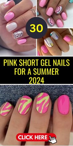 Super Short Summer Nails, Short Gel Nails Summer Pink, Hot Pink Summer Nails Designs, Short Gel Nails Summer, Gel Nails For Summer, Gel Nails Summer, Pink 2024, Sns Nails Designs, Nails For Summer