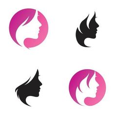 four women's heads with different hair styles in the shape of a woman's head