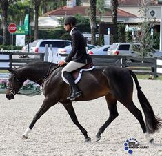 a woman riding on the back of a brown horse