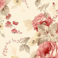 a floral wallpaper with pink and red flowers