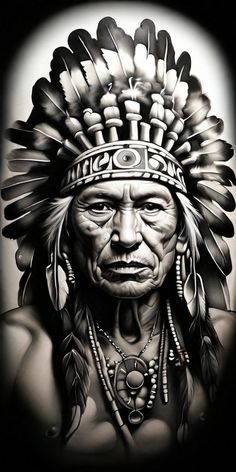 Indian Chief Tattoo, Chief Tattoo, Indian Chief, Art Tattoos, American Indian, Tattoo Design, Feathers, Native American