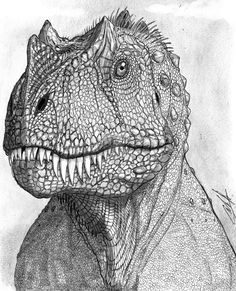 a drawing of a dinosaur with its mouth open