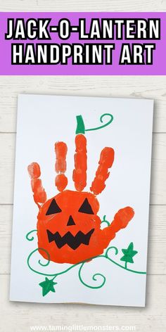 an orange handprint with the words jack o lantern on it and a pumpkin in the middle