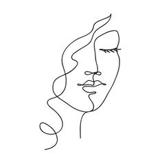 a line drawing of a woman's face