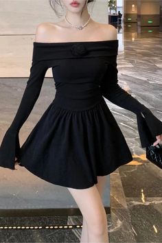 48562770706709|48562770739477|48562770772245 Fairy Dress Aesthetic, Short Dresses For Women, Holiday Dresses Women, Fairy Dresses, Y2k Dresses, Dresses Aesthetic, Flare Sleeve Dress, Flare Sleeves, Black Short Dress