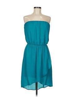 Express Cocktail Dress Size: Medium Teal Dresses - used. 100% POLYESTER, High/Low, Strapless, Solid, High Low, Sleeveless | Express Cocktail Dress: Teal Solid Dresses - Size Medium Teal Cocktail, Teal Cocktail Dress, Teal Dresses, Teal Dress, Solid Dress, High Low Dress, High & Low, High Low, Cocktail Dress