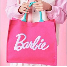 Barbie Tote Bag Nwt Measurements Shown In Photos Barbie Bag For Women, Barbie Tote, Simple Tote, Bag Brand, Women Accessories Bags, Pink Bag, Large Bags, Womens Tote Bags, Pink Blue