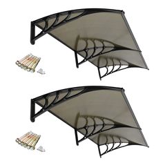 PRICES MAY VARY. DURABLE AND VERSATILE: Made with a 5mm clear hollow polycarbonate panel, ABS firm frame and aluminum strip, the 40"X80" Pattern Frame Window Door Awning is the perfect, versatile window/door awning that can be installed on homes/offices with low overhead clearance. 100% UV PROTECTED: Our poly carbonate panel allows light through but filters UV rays that can make your door fade and peel. It will also provide a nice look for those with plenty of overhead as well. A quick and easy Front Door Awning, Deck Awnings, Diy Awning, Window Canopy, Window Awning, Outdoor Awnings, Outdoor Doors, Polycarbonate Panels, Door Awnings