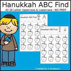 the hanukkah abcc find and write worksheet is shown with an image