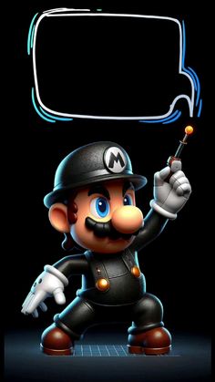 an image of a mario bros character with a speech bubble above it's head