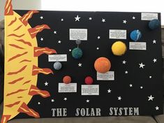 the solar system is displayed on a bulletin board