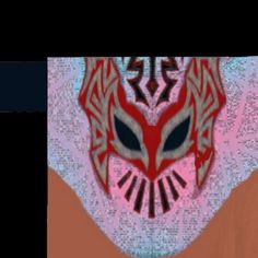 an image of a mask on the face of someone's head in red, white and blue colors