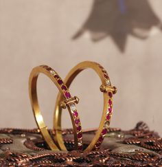 Bangle or Bracelet | Mangatrai Pearls & Jewellers Gold Bangles Set, Pearl Bangles Gold, Antique Bangles, Beautiful Bangles, Gold Bangles Indian, Ruby Bangles, Red Bangles, Bead Collection