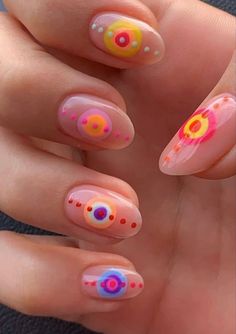 Hippie Nails, Summery Nails, Her Nails, Minimalist Nails, Funky Nails, Pretty Acrylic Nails, Chic Nails, Short Acrylic Nails, Nail Polishes