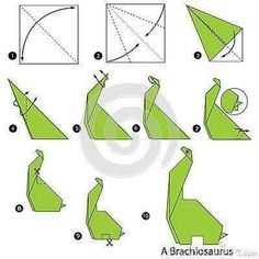 step by step instructions to make origami green bird for children and adults stock images