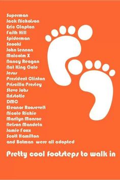 an orange poster with white footprints on the bottom and words above it that read pretty cool foot steps to walk in