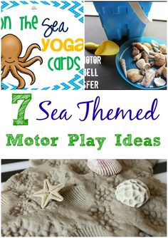 there are seven sea themed play ideas for the kids to use in their crafts and activities