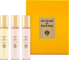 ''Take your senses on a blissful stroll through an Italian garden with the Acqua di Parma Le Nobili Eau de Parfum gift set, which features a trio of floral fragrances inspired by the most majestic blossoms in the most noble garden.'' Caitlin, Escentual Beauty Team.   Why You'll Love The Acqua di Parma Le Nobili Gift Set:  Contains 3 travel-sized Eau de Parfums. Showcases a trio of unisex perfumes from the Le Nobili range. Premium fragrance gift set featuring uplifting floral scents. Great way to introduce a friend (or yourself) to Acqua di Parma.    The Gift Set Includes:  Acqua di Parma Rosa Nobile Eau de Parfum 12ml Acqua di Parma Magnolia Nobile Eau de Parfum 12ml Acqua di Parma Peonia Nobile Eau de Parfum 12ml    What You Need To Know: Including a trio of fragrances, this Acqua di Parm Perfume Rose, Italian Gardens, Centifolia Rose, Italian Garden, Unisex Perfume, Bumble And Bumble, Fragrance Gift, Fragrance Gift Set, Pure Beauty