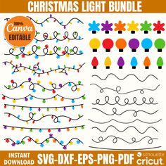 christmas lights and garlands clipart bundle for the svg dxf eps png