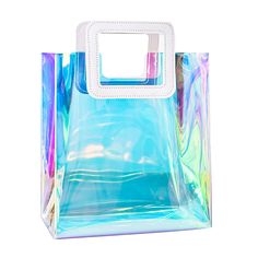 PRICES MAY VARY. 【Small Size Tote】 The Clear Tote Bag is small size, 9.8 x 11 inch, small and light, cute and exquisite, a suitable size for toiletries, cosmetic and small items, and the transparent vision makes all items clear at a glance. 【Holographic Iridescent Color】 The Clear Tote Bag is special process, the surface showing luminous colors that seem to change when seen from different angles, this beautiful iridescent will catch all eyes when you hold. 【High-quality Material】 The Holographic Iridescent Rectangular Travel Bag, Iridescent Rectangular Shopping Bag, Iridescent Rectangular Bag For Gift, Handbags For Work, Womens Work Bag, Holographic Bag, Holographic Iridescent, Clear Tote Bags, Iridescent Color