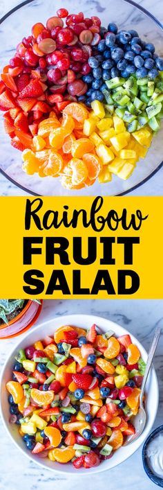 the rainbow fruit salad is ready to be eaten