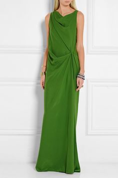 Bright-green silk crepe de chine Slips on 100% silk Dry clean Made in France